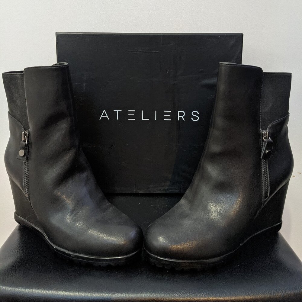 Waterproof Leather Wedge Bootie